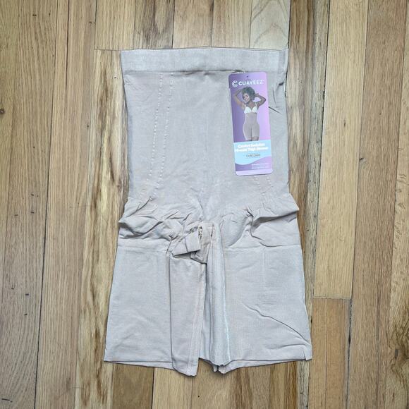 NEW Curveez Women L Comfort Evolution Hi Waist Thigh Slimmer Nude Shaper Shorts - Picture 1 of 12